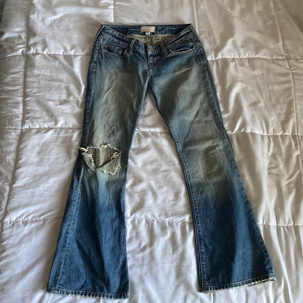 Vintage Abercrombie & Fitch Denim ripped low rise mixed wash jeans size 00S